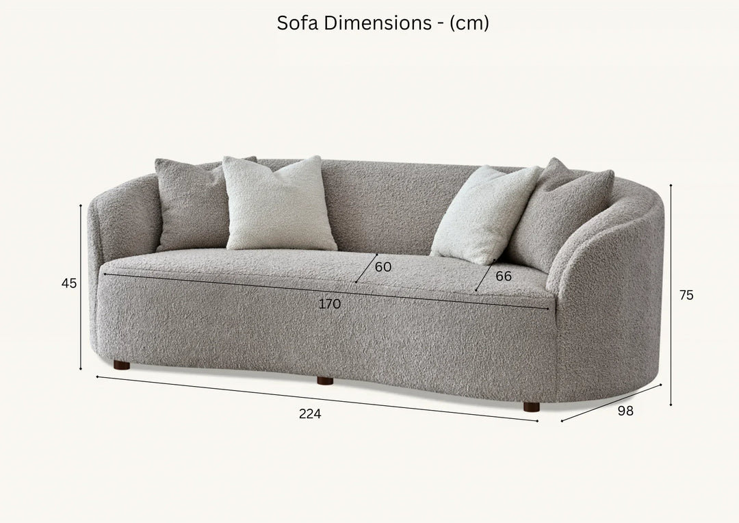 The Nolita Boucle Premium Sofa Latte Teddy Boucle Fabric - Belmont Interiors
