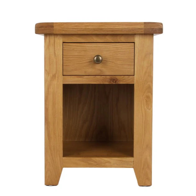 Torino 1 Drawer Bedside in Solid Oak - Belmont Interiors