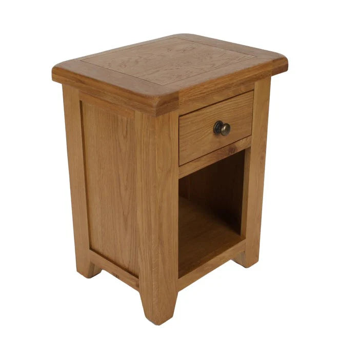 Torino 1 Drawer Bedside in Solid Oak - Belmont Interiors
