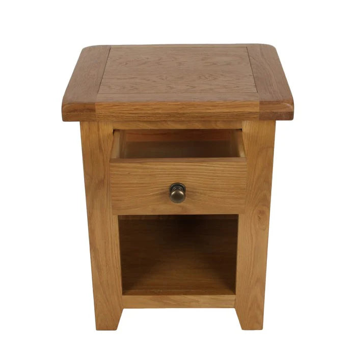 Torino 1 Drawer Bedside in Solid Oak - Belmont Interiors