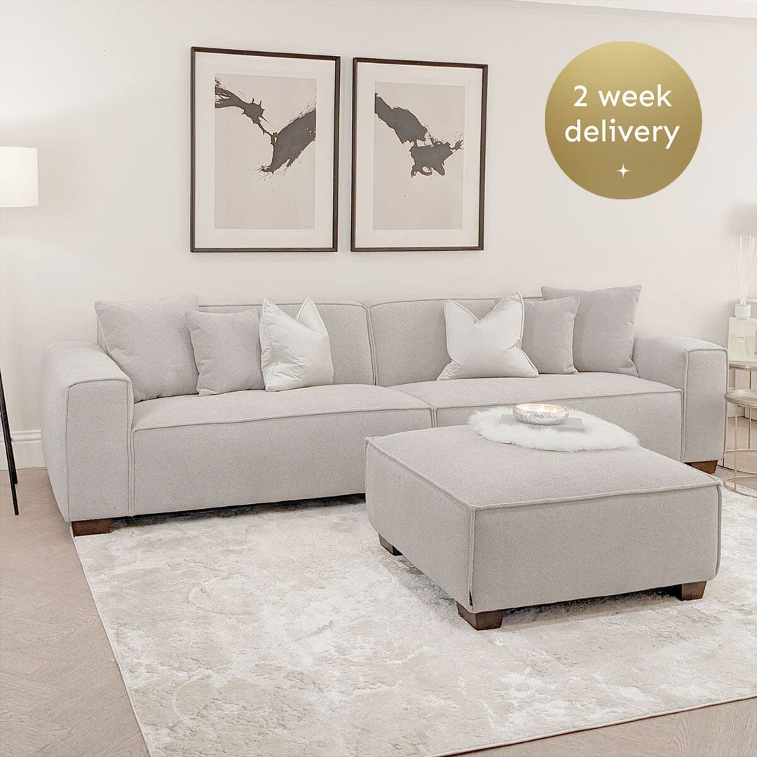 The Dakota Pebble Boucle 4 Seater With Chaise Premium Sofa Pebble Boucle Fabric - Belmont Interiors