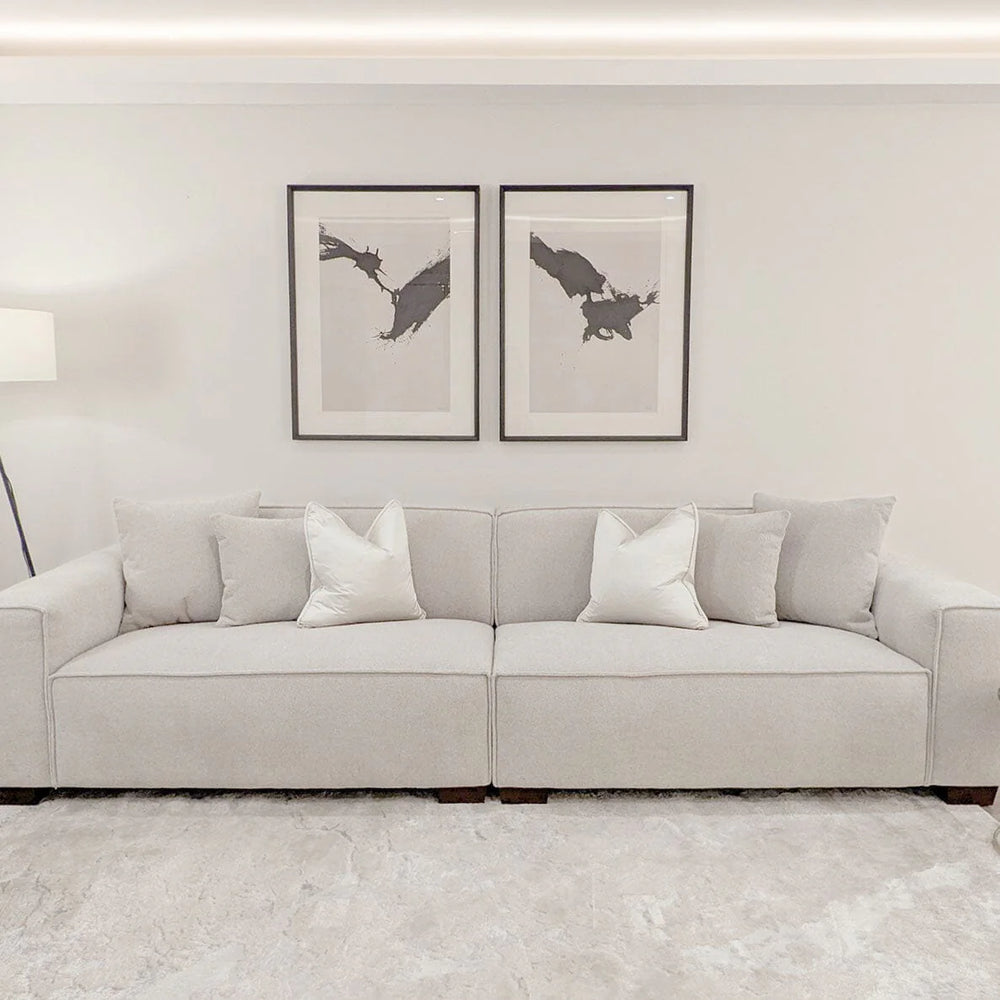 The Dakota Pebble Boucle 4 Seater With Chaise Premium Sofa Pebble Boucle Fabric - Belmont Interiors