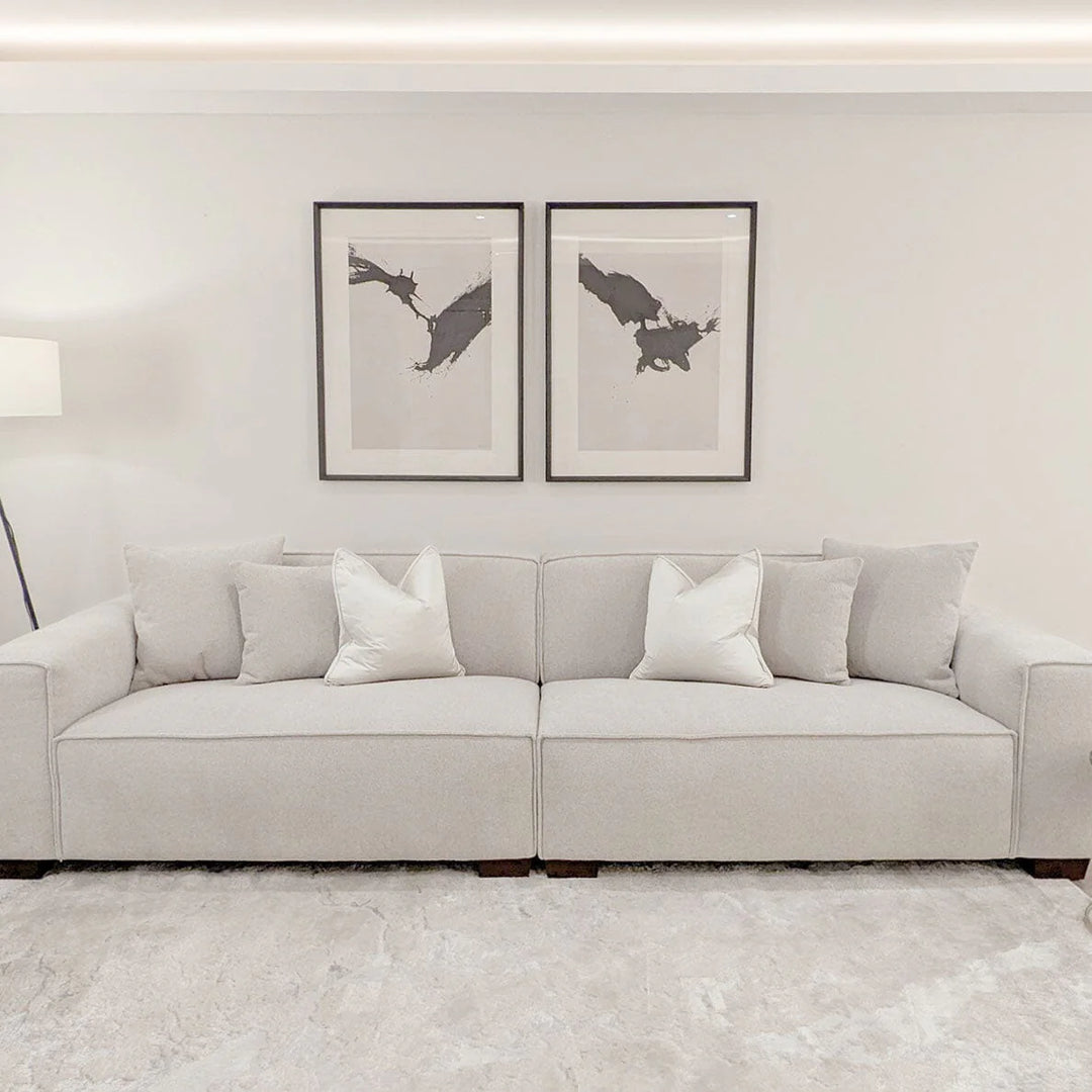 The Dakota Pebble Boucle 4 Seater With Chaise Premium Sofa Pebble Boucle Fabric - Belmont Interiors