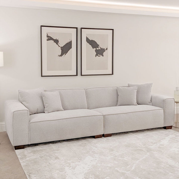 The Dakota Pebble Boucle 4 Seater With Chaise Premium Sofa Pebble Boucle Fabric - Belmont Interiors