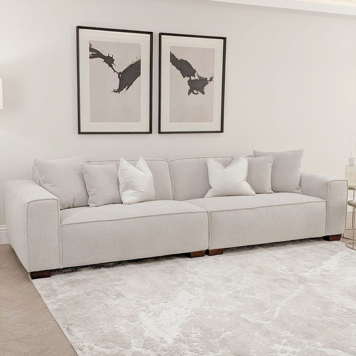 The Dakota Pebble Boucle 4 Seater With Chaise Premium Sofa Pebble Boucle Fabric - Belmont Interiors