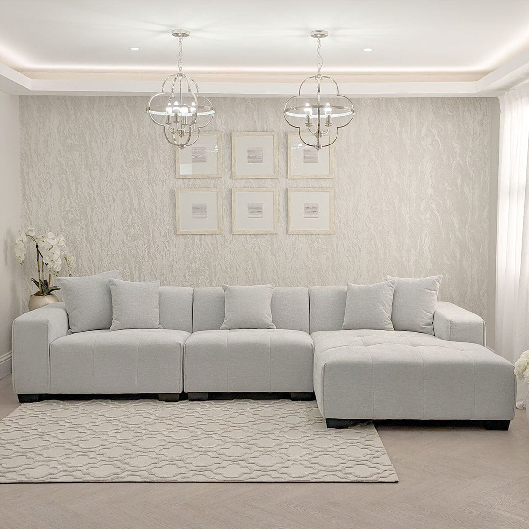 The Leonard Cloudy Grey Boucle Left Hand Corner Premium Sofa Cloudy Grey Boucle Fabric - Belmont Interiors