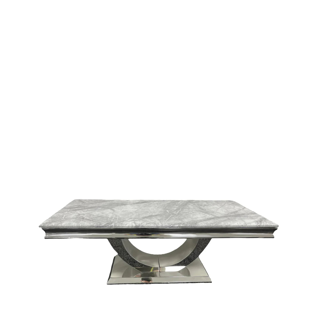 Arial 120CM Marble & Chrome Coffee Table Belmont Interiors