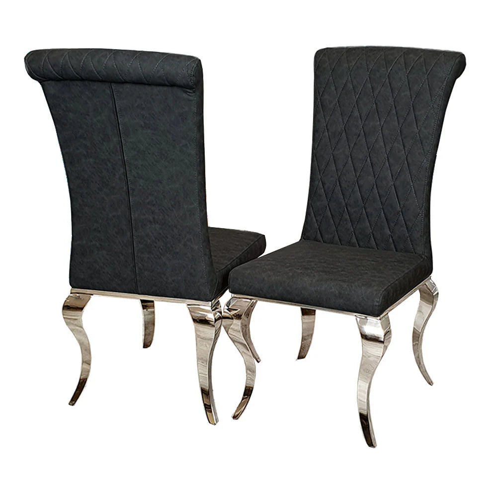 Nicole Black Leather Cross Stitch Dining Chair