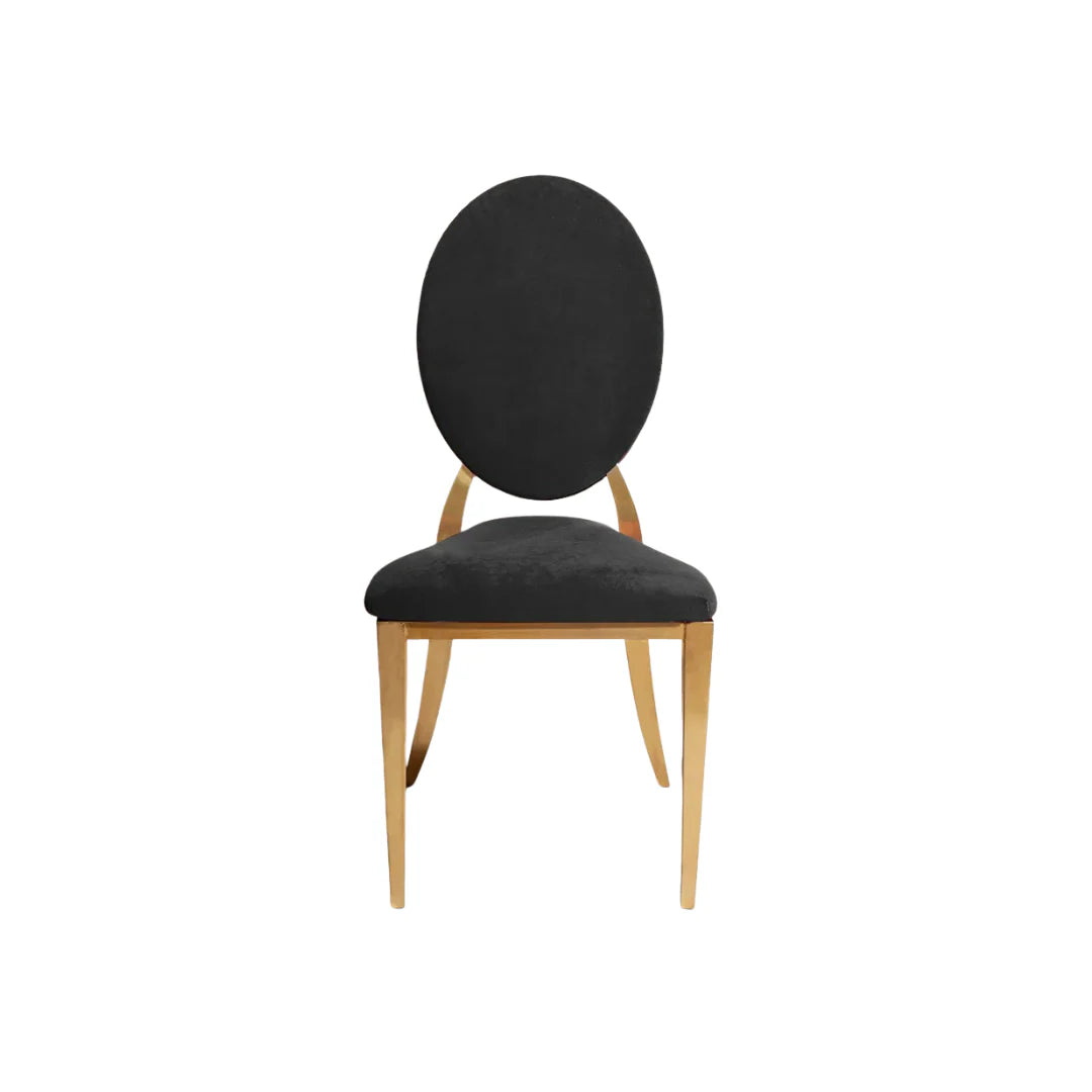 Jasmine Black Velvet Dining Chair with Gold Frame – Modern Luxury Seating for Dining & Events