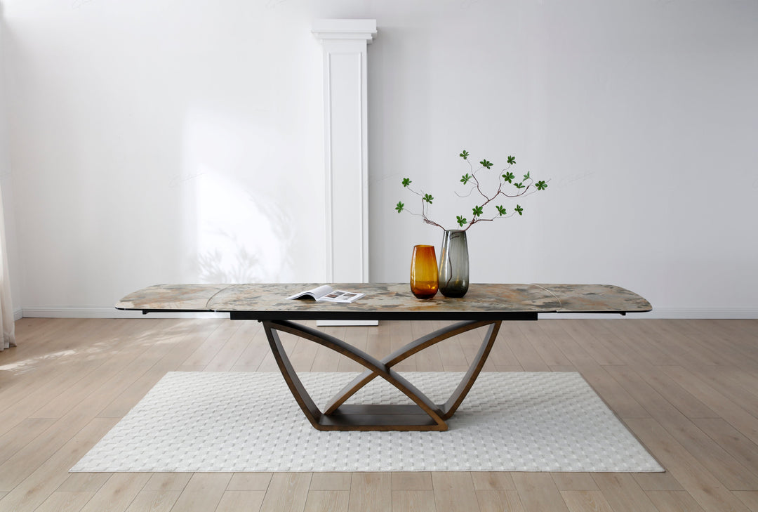 Loretti 200-300cm Italian Pandora Ceramic Marble Side Extending Dining Table - Belmont Interiors