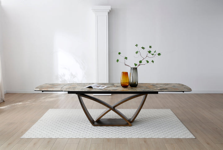 Loretti 200-300cm Italian Pandora Ceramic Marble Side Extending Dining Table - Belmont Interiors