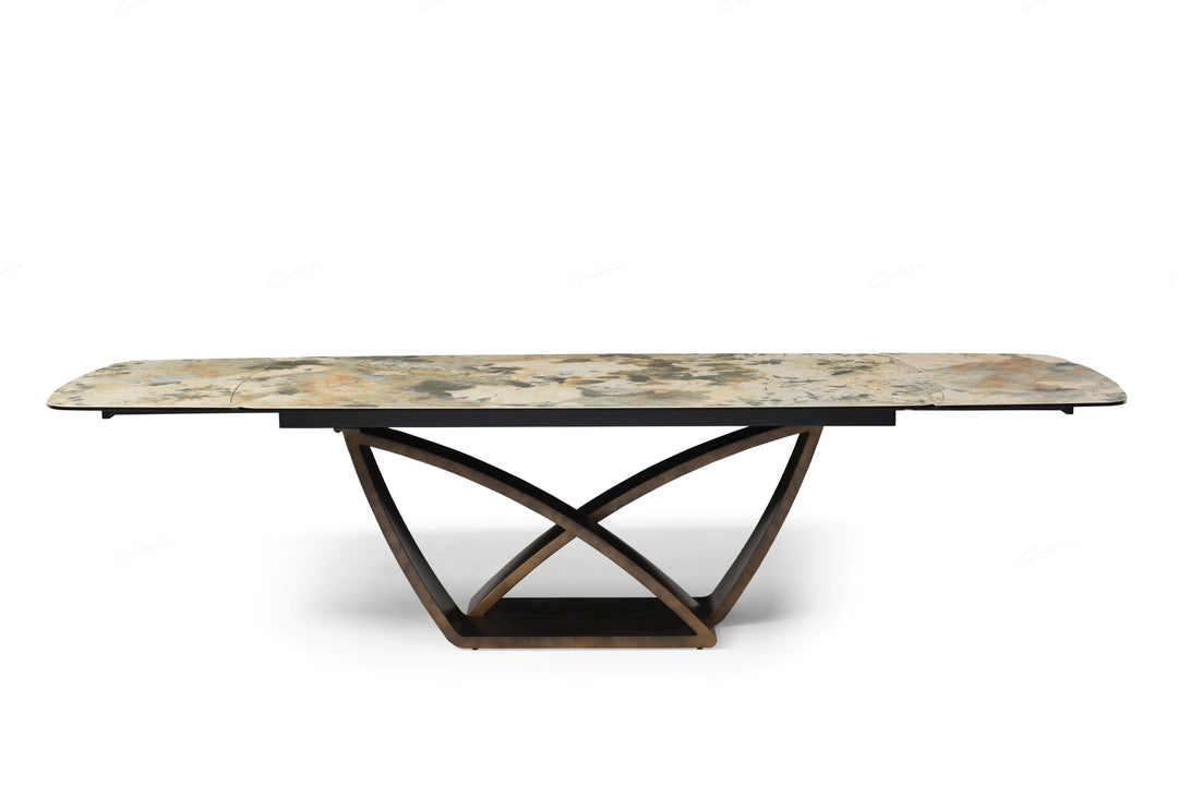 Loretti 200-300cm Italian Pandora Ceramic Marble Side Extending Dining Table - Belmont Interiors