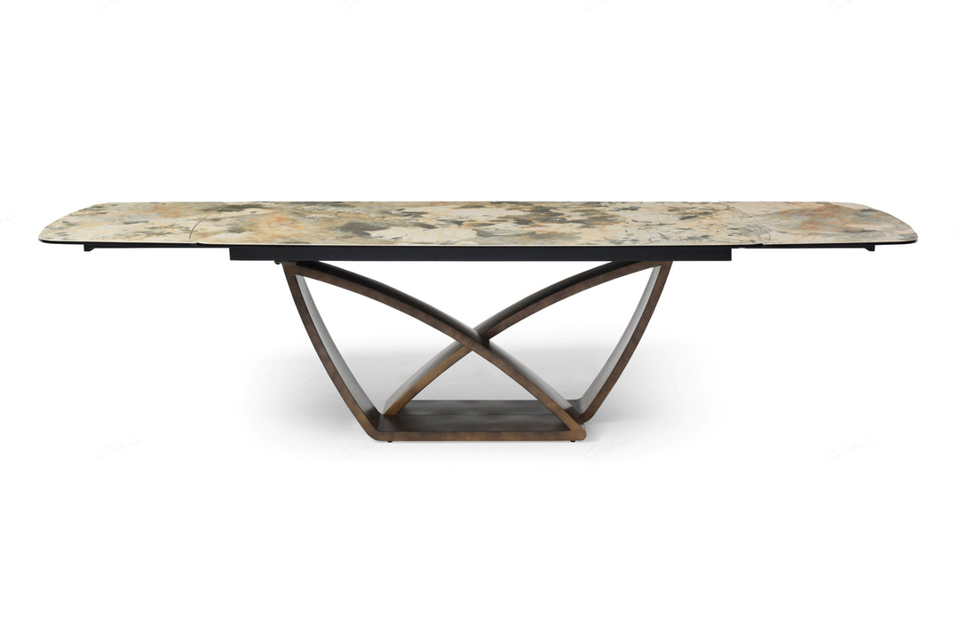 Loretti 200-300cm Italian Pandora Ceramic Marble Side Extending Dining Table - Belmont Interiors