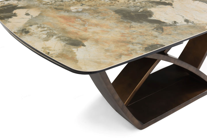 Loretti 200-300cm Italian Pandora Ceramic Marble Side Extending Dining Table - Belmont Interiors