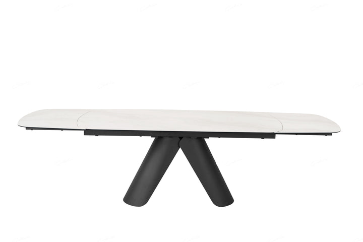 Onyx 180-280cm Italian White Ceramic Marble Side Extending Dining Table - Belmont Interiors