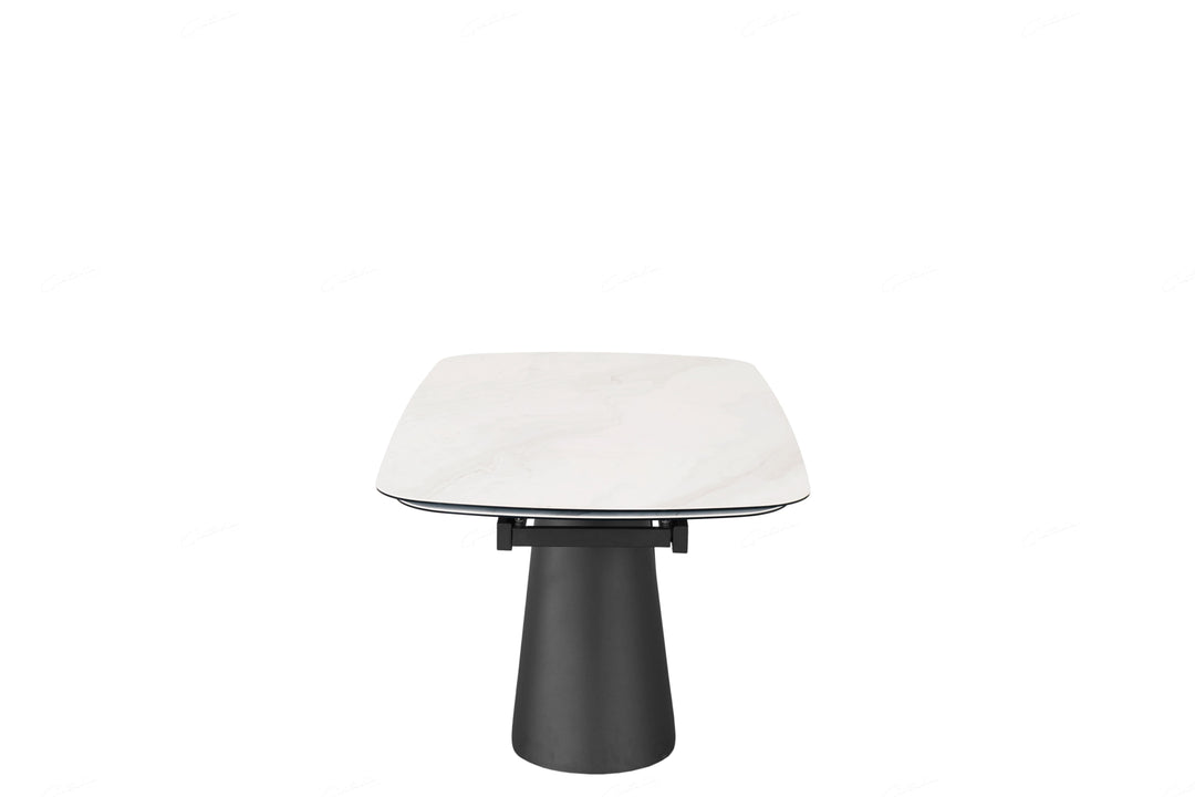 Onyx 180-280cm Italian White Ceramic Marble Side Extending Dining Table - Belmont Interiors