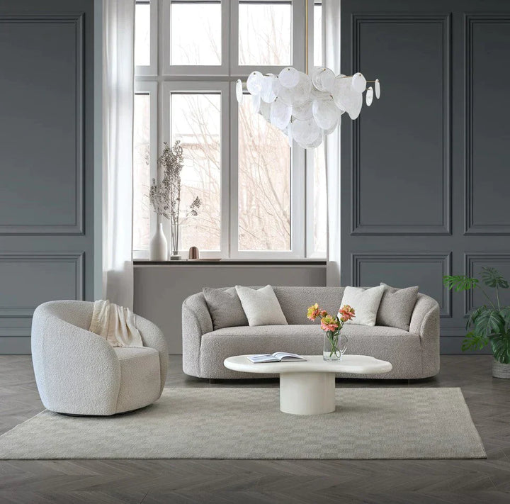 The Nolita Boucle Premium Sofa Latte Teddy Boucle Fabric - Belmont Interiors