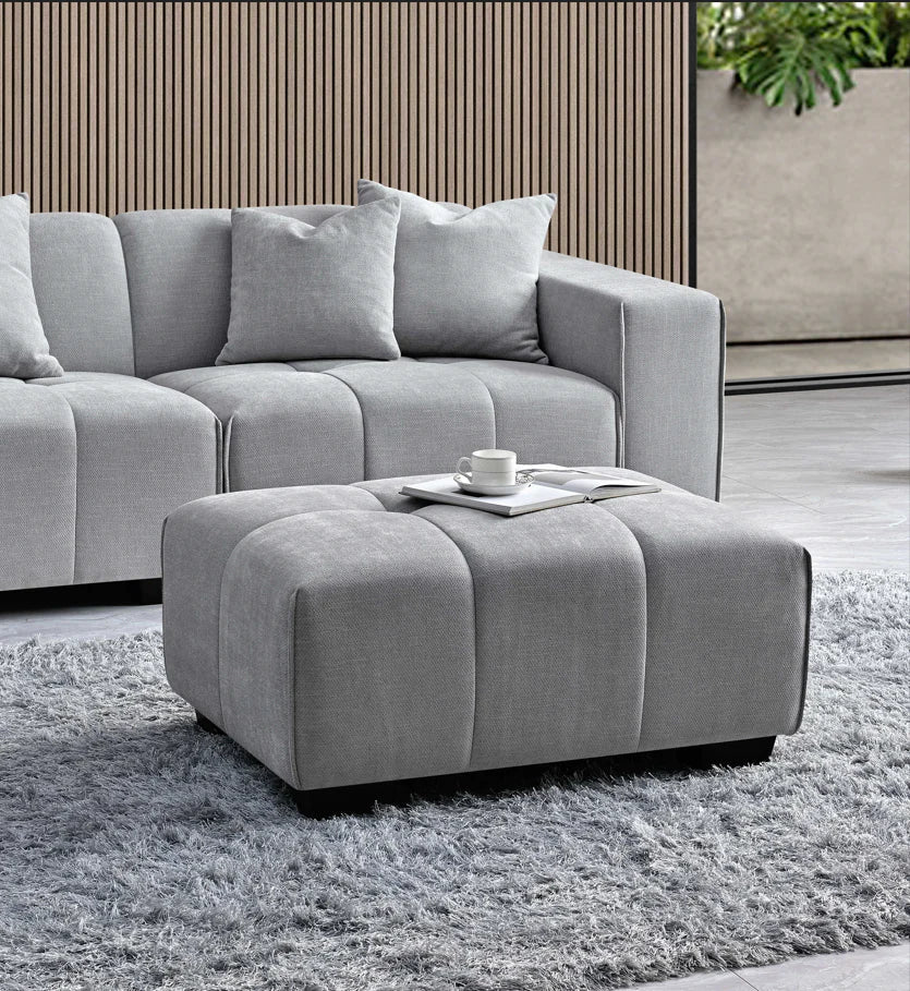 The Leonard Cloudy Grey Boucle Left Hand Corner Premium Sofa Cloudy Grey Boucle Fabric - Belmont Interiors