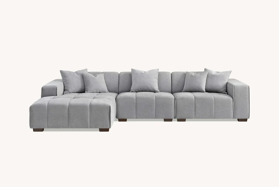 The Leonard Cloudy Grey Boucle Left Hand Corner Premium Sofa Cloudy Grey Boucle Fabric - Belmont Interiors