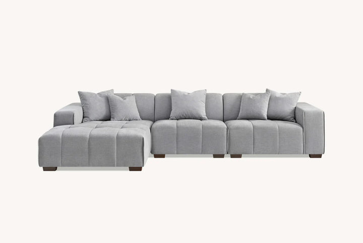 The Leonard Cloudy Grey Boucle Left Hand Corner Premium Sofa Cloudy Grey Boucle Fabric - Belmont Interiors