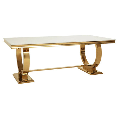 Arianna 180cm Marble & GOLD Legs Dining Table - Belmont Interiors.