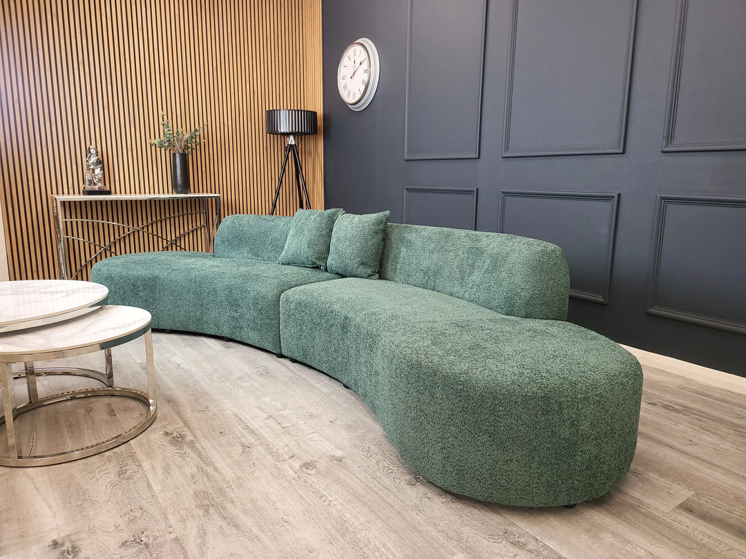 The Wave Large Green Boucle Premium Sofa - Belmont Interiors
