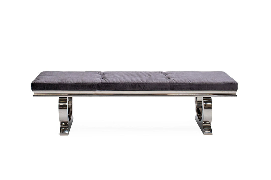 Arianna 180cm Dark Grey Plush Soft Velvet Dining Bench - Belmont Interiors