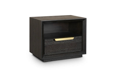 Aspen Dark Wooden Bedside Table with Gold Handle-Belmont Interiors