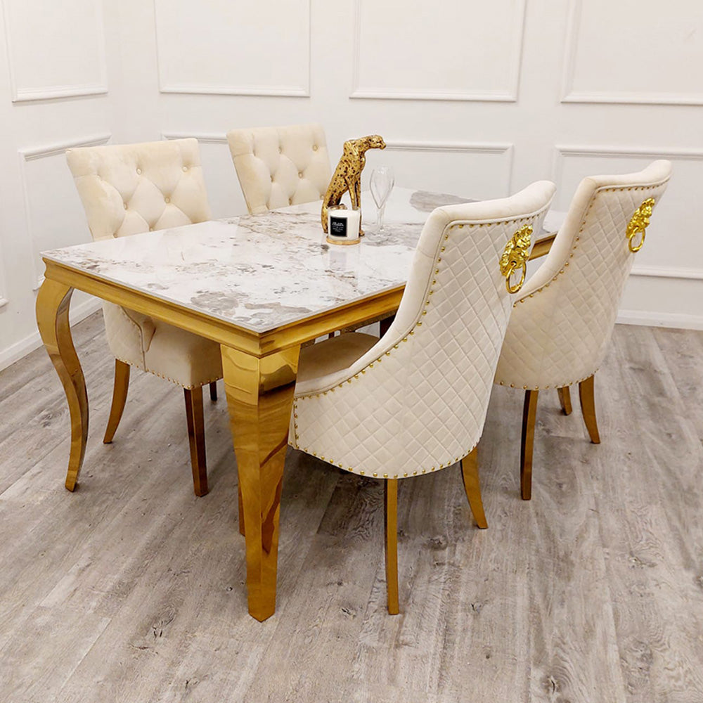 Louis marble sales dining table set