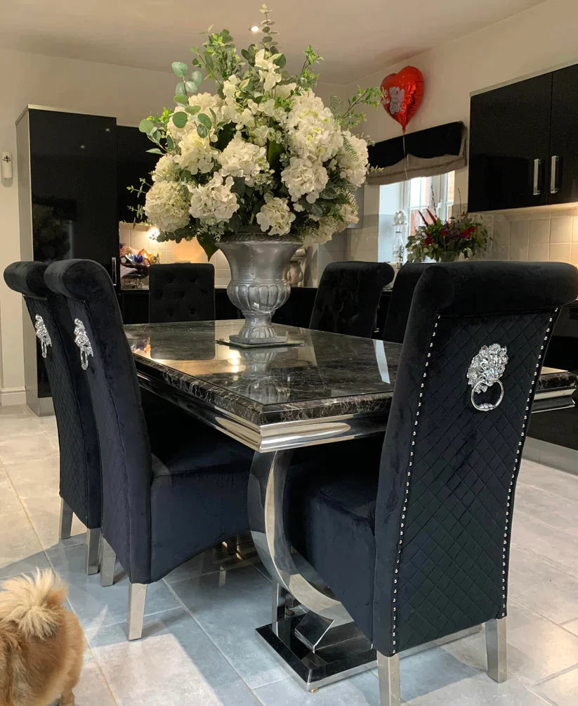 Arianna cream marble dining table and chairs deals
