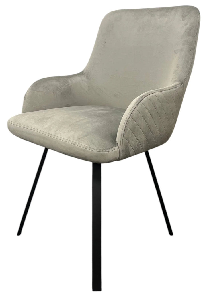 Rose 180º Swivel Dining Chair in Dark Grey with Black Legs