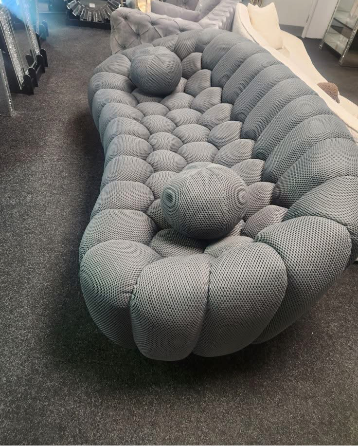 Belle Bubble Curved Sofa in Grey