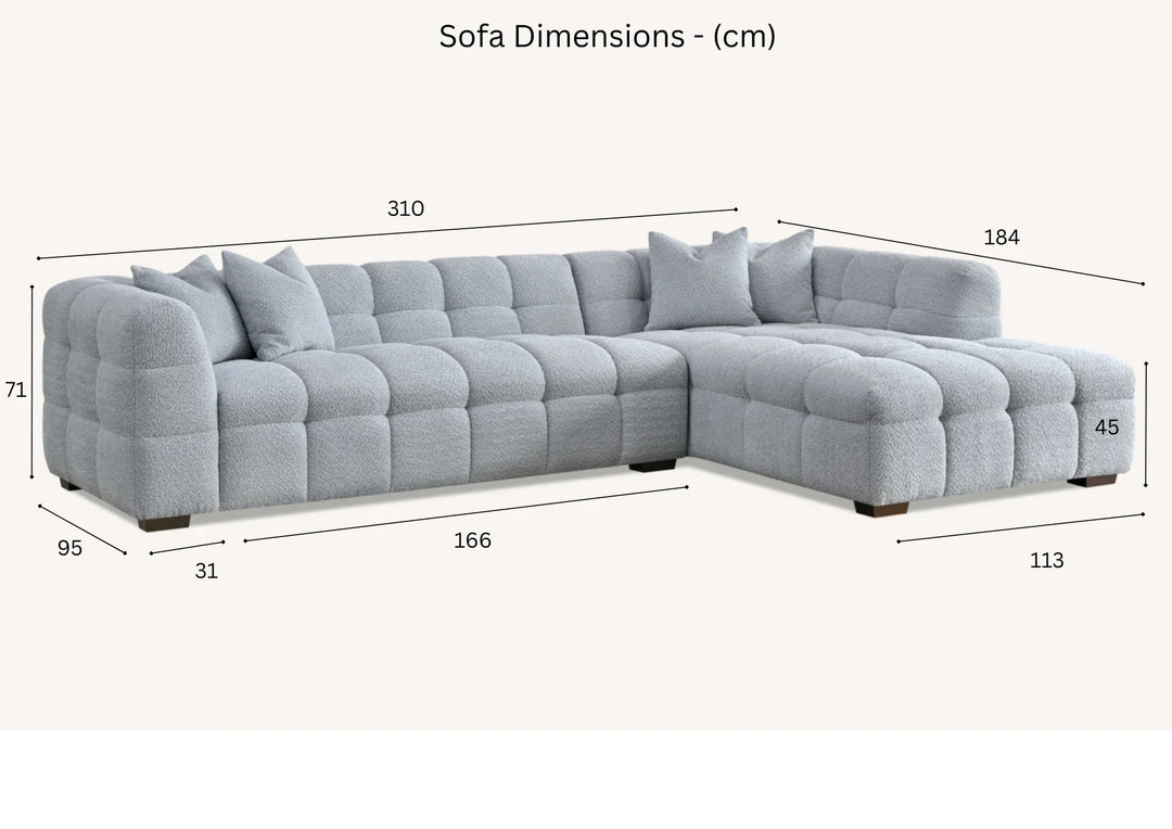 Tribeca Premium Bubble Oatmeal Boucle Corner Sofa - Belmont Interiors