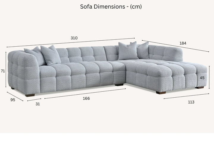 Tribeca Premium Bubble Oatmeal Boucle Corner Sofa - Belmont Interiors