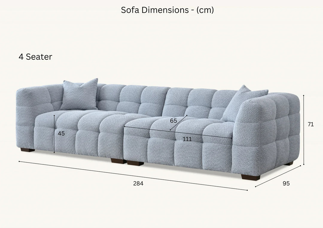 The Tribeca Pearl Boucle 4 Seater Premium Sofa Pearl Boucle Fabric - Belmont Interiors