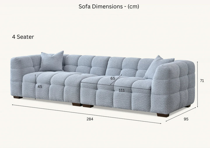 The Tribeca Pearl Boucle 4 Seater Premium Sofa Pearl Boucle Fabric - Belmont Interiors