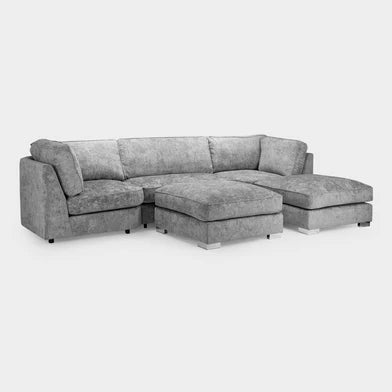 Bishop U Shape Fullback Corner Sofa in Platinum Chennile