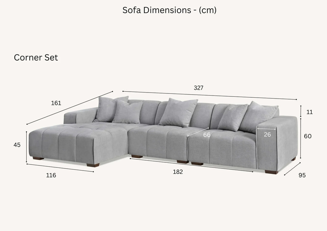 The Leonard Cloudy Grey Boucle Left Hand Corner Premium Sofa Cloudy Grey Boucle Fabric - Belmont Interiors