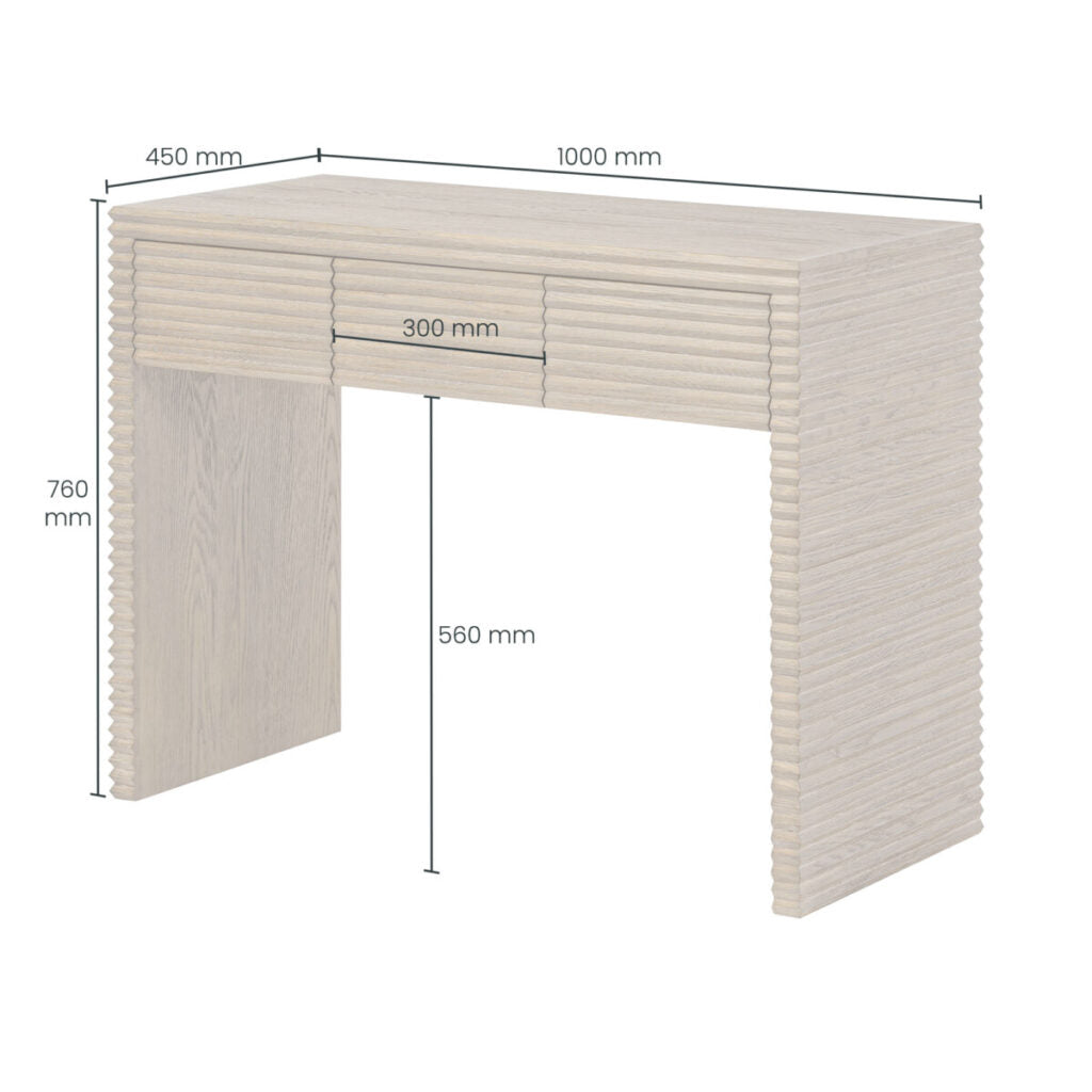 DI Designs Wickham 3 Drawer Desk in Ribbed Oak - Belmont Interiors