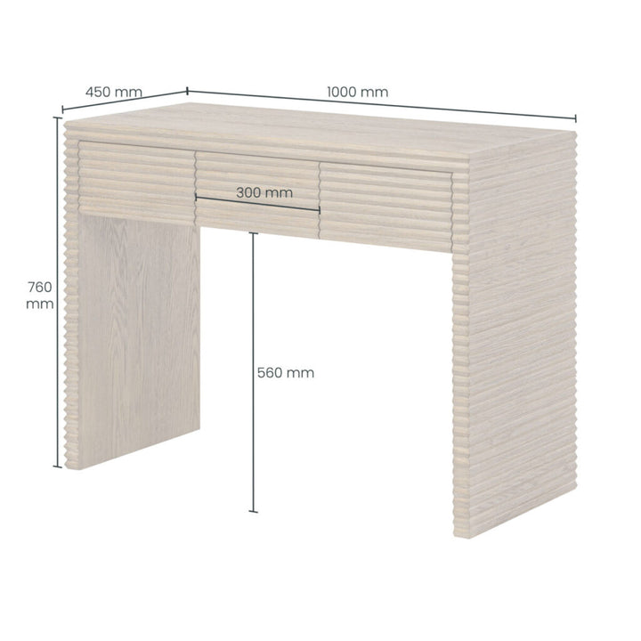 DI Designs Wickham 3 Drawer Desk in Ribbed Oak - Belmont Interiors