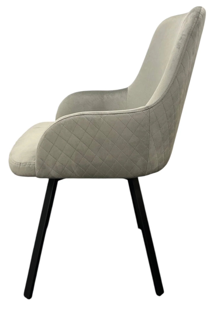 Rose 180º Swivel Dining Chair in Dark Grey with Black Legs