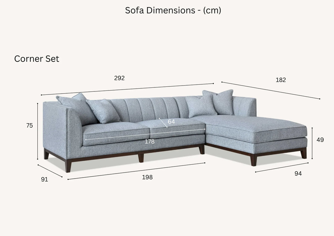 The Cooper Dolphin Boucle Right Hand Corner Premium Sofa Dolphin Boucle Fabric - Belmont Interiors