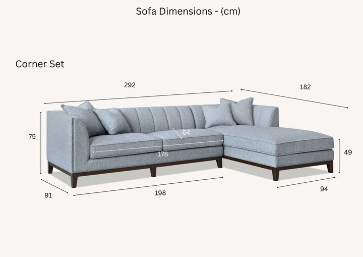 The Cooper Dolphin Boucle Right Hand Corner Premium Sofa Dolphin Boucle Fabric - Belmont Interiors