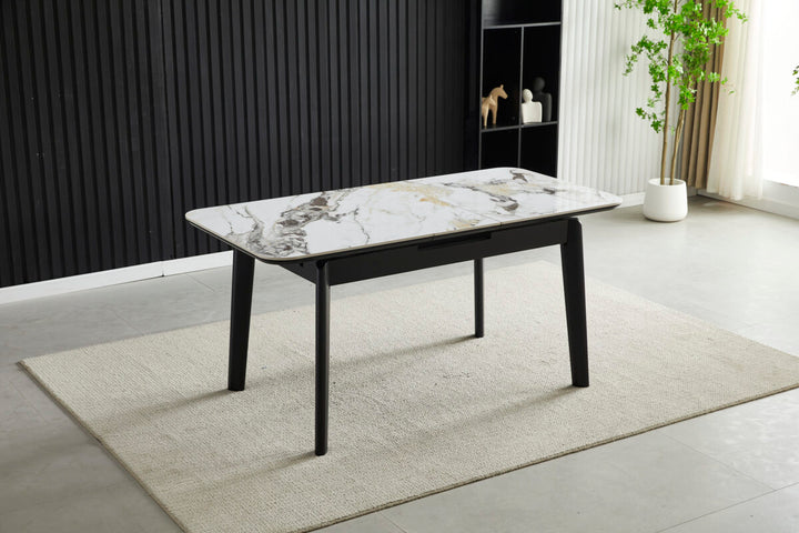 Savannah Extending Cream and Gold Ceramic Table 130-160cm