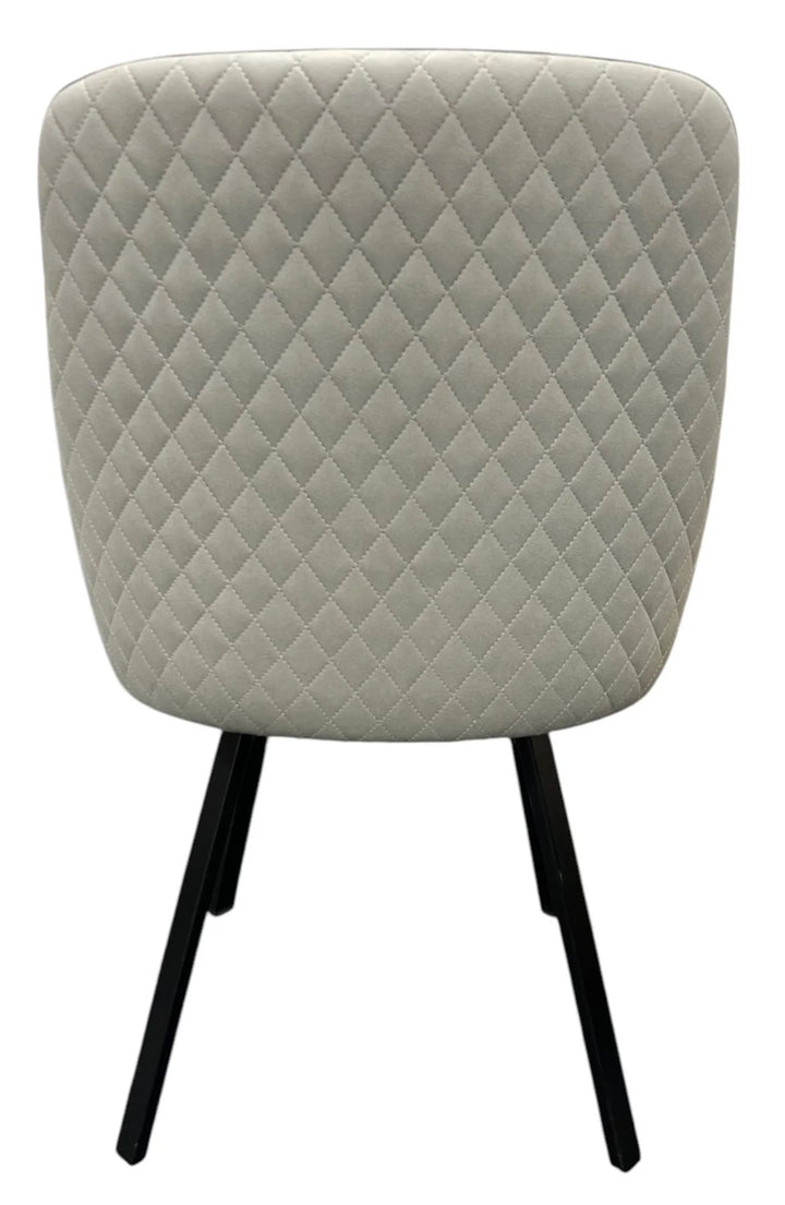 Rose 180º Swivel PU Leather Dining Chair in Light Grey with Black Legs