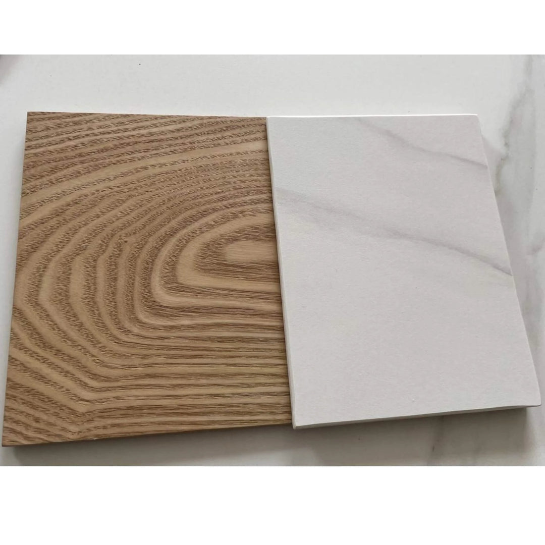 Blanco 200cm Oval Beech & White Ceramic Sintered Marble Dining Table