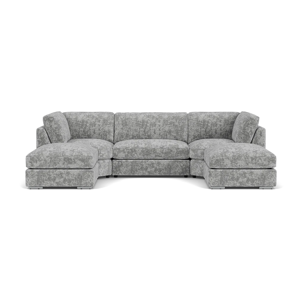 Bishop U Shape Fullback Corner Sofa in Platinum Chennile