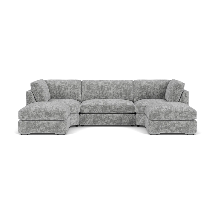 Bishop U Shape Fullback Corner Sofa in Platinum Chennile