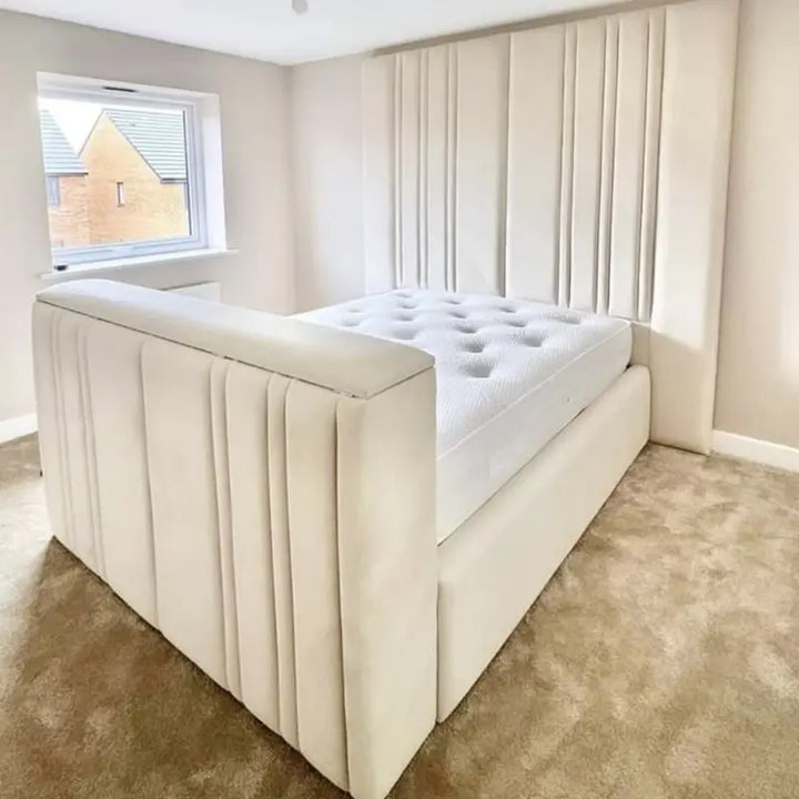 The Harrington Tall Panel Bespoke TV Bed in Luxury Velvet