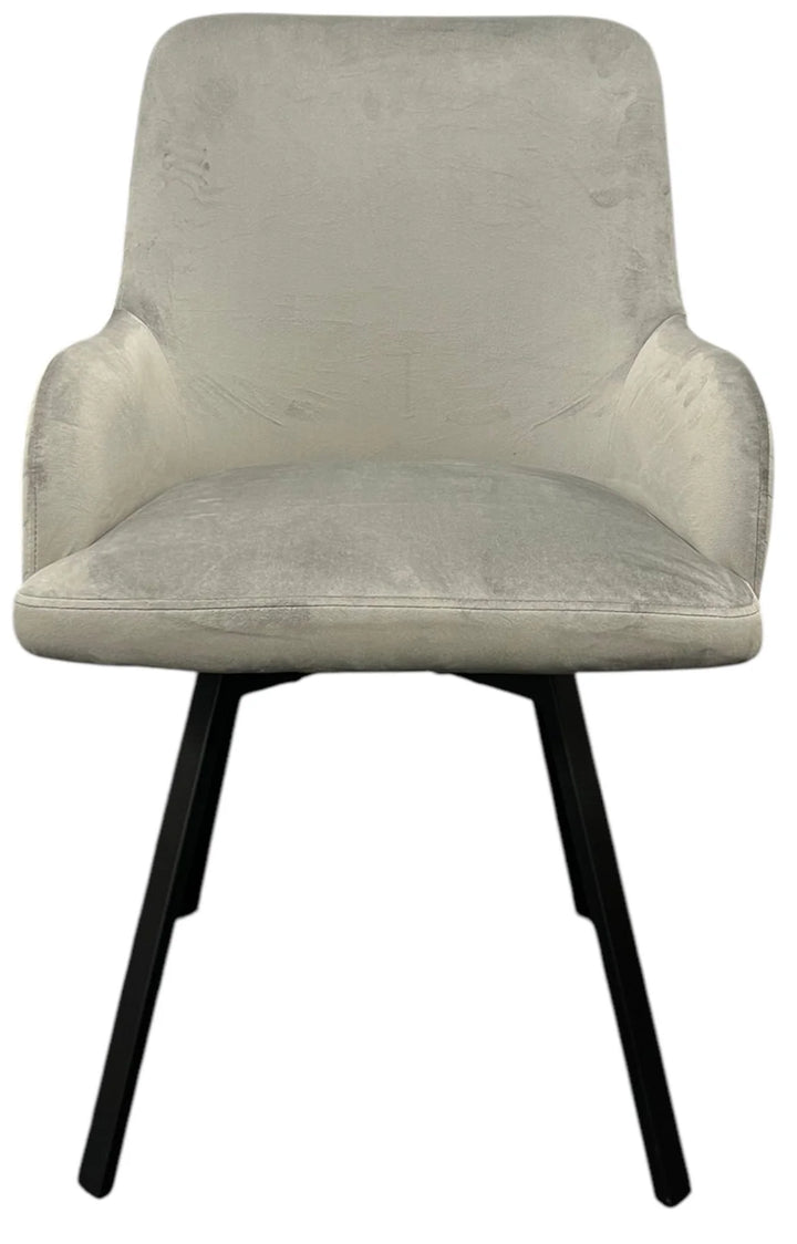 Rose 180º Swivel Dining Chair in Dark Grey with Black Legs